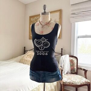 Y2K chelona black fifa world cup 2006 rhinestone tank top size large